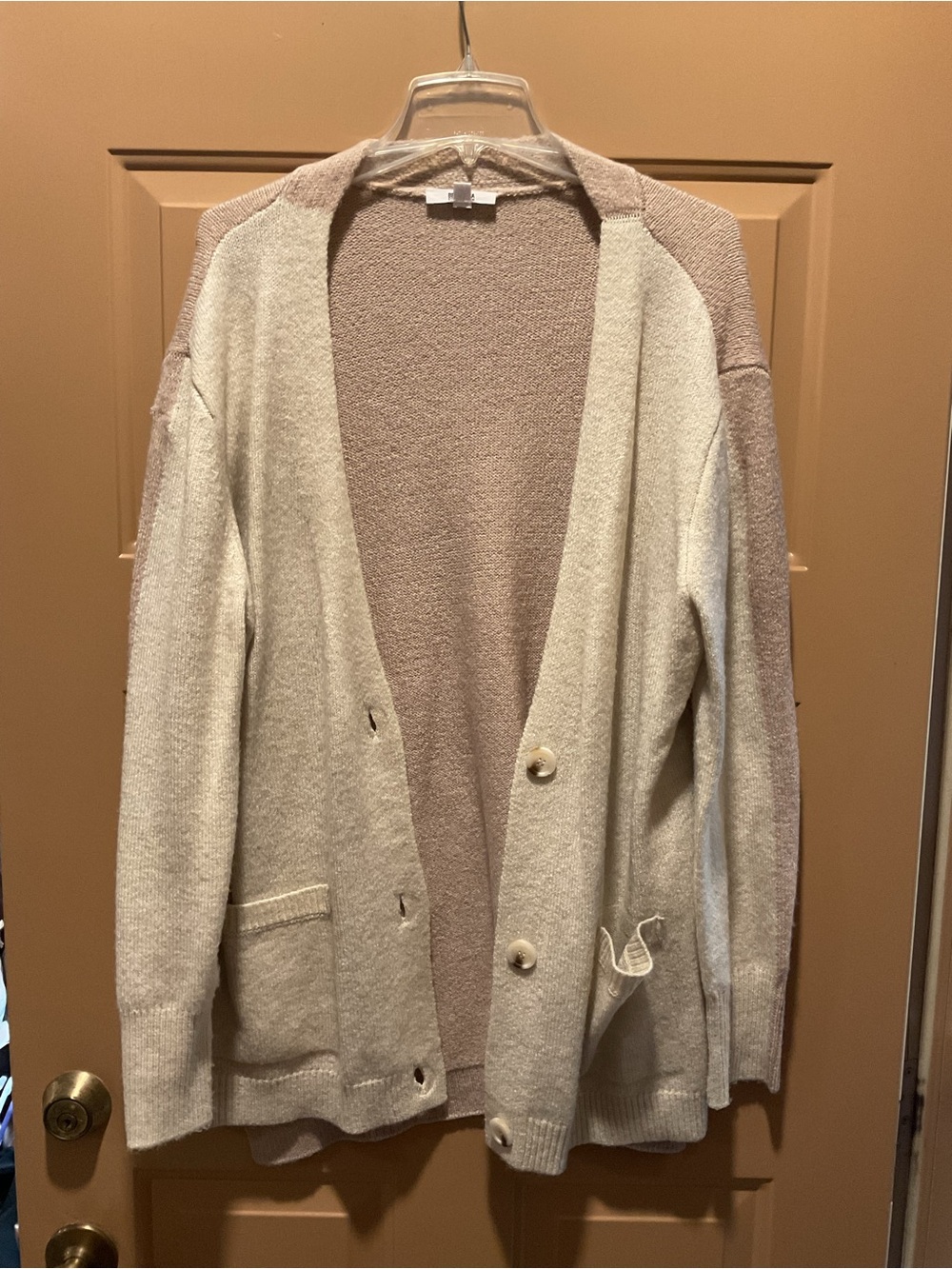 BB Dakota Two-Tone Cream and Taupe Open Cardigan